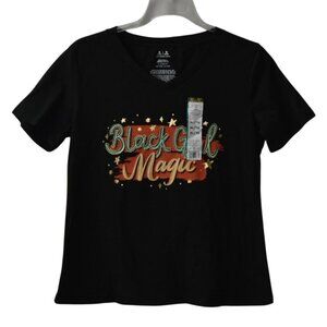 Black Girl Magic Graphic Womens XL T Shirt  V-Neck 100% Cotton Black
